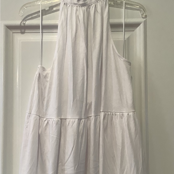Mango Halter Neck Open Back White Dress Size 3XL Long Flowing 100% Cotton NEW - Picture 3 of 13